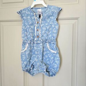 3/$15 George Denim Floral Romper